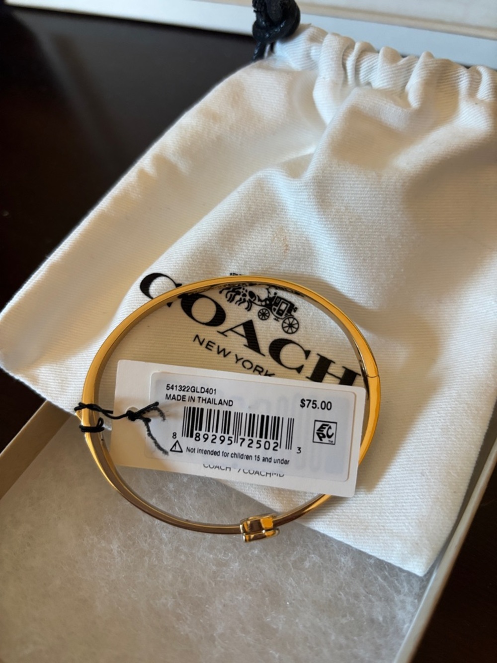 Coach Gold and Gray Enamel Signature Bangle Bracelet - Picture 3 of 6